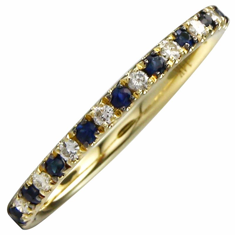 14KY Sapphire and Diamond Stackable Ring